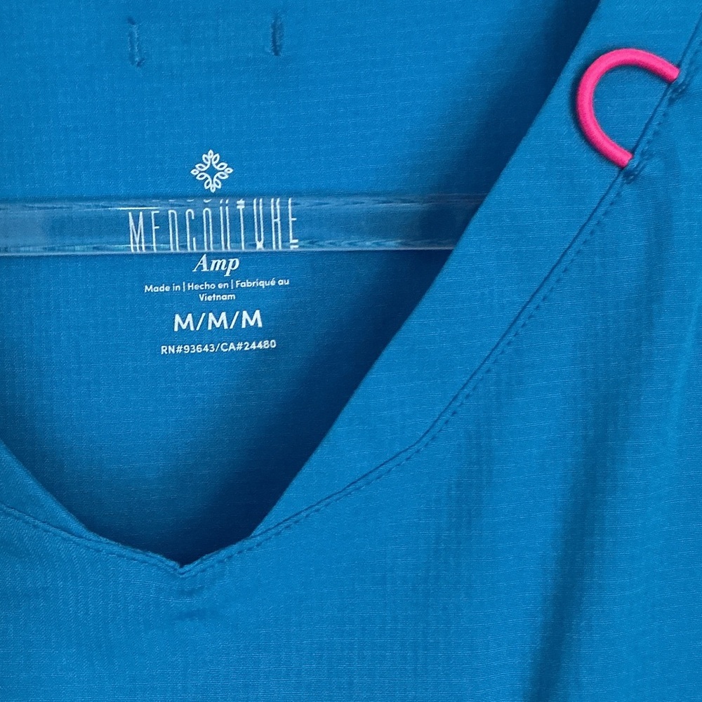 Med Couture Teal Scrub Top with Pink Accent - Picture 2 of 3